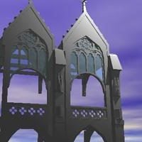 Gotisk sidovinge av kyrkan 3d-modell