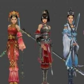 Personnage de fille d'anime chinois ancien modèle 3D