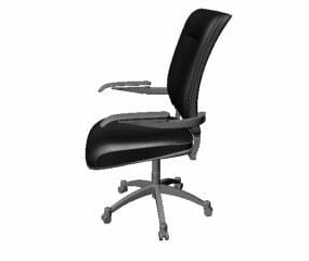เก้าอี้ล้อเลื่อนสำนักงานหนังสีดำแบบจำลอง 3 มิติ