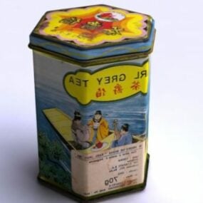 Modelo 3d de lata de chá chinês