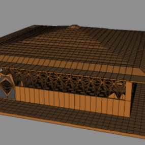 3д модель павильона с деревянной крышей