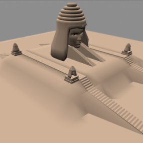 Kopfstatue des antiken Tempelgebäudes 3D-Modell