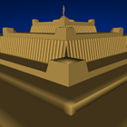 Forntida tempelbyggnad pyramidform