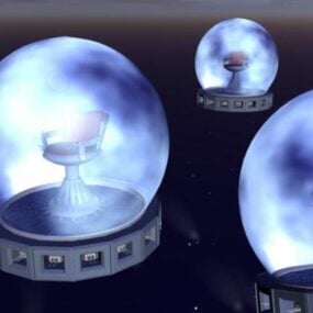 Gadget de ciencia ficción con esfera de cristal modelo 3d