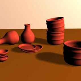 陶器の装飾食器3Dモデル