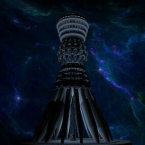 Dark Night Tower Building 3d model