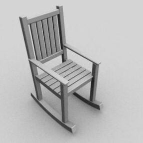 เก้าอี้ไม้จีนเก่าโมเดล 3 มิติ