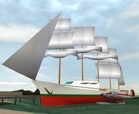 Modello 3d di barca a vela moderna