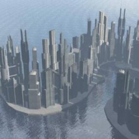 摩天大楼城市建筑河滨3d模型