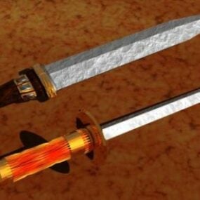 3d модель подвійного середньовічного меча