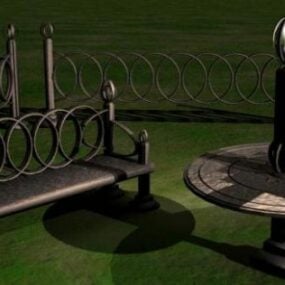 3D model venkovní lavice z tepaného železa