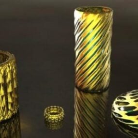 Samhail 3d Set Jewelry Buidéal Golden Vása
