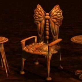 Meubles de chaise en rotin à pieds multiples modèle 3D