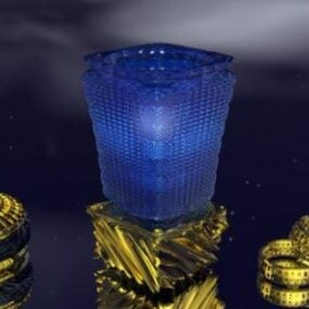 ست جواهرات بطری عطر طلایی مدل سه بعدی