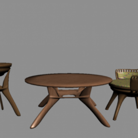Curved Table With Tableware 3d model