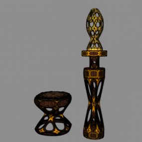 Stool Furniture Carved Style 3d model