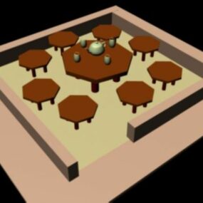 مدل 3 بعدی اتاق رستوران با میز