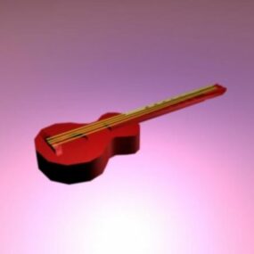 Modello 3d di piccola chitarra in legno rosso