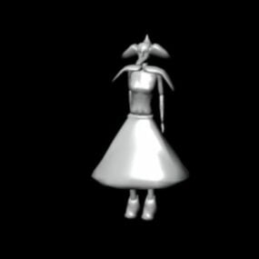 Mode-Mädchen-Charakter im Kleid 3D-Modell