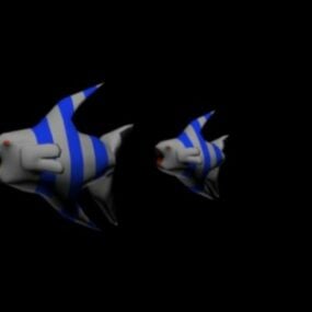 Modello 3d di pesce bianco blu