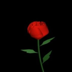 Lowpoly 3D model červené růže