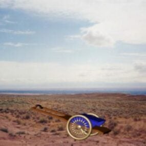 3д модель пустынного пейзажа с тележкой