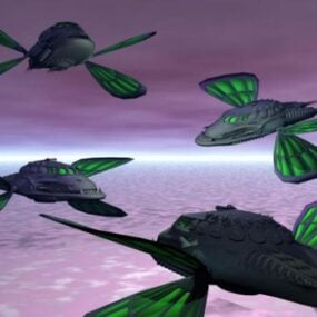 Modelo 3d de la nave espacial Dragonfly de ciencia ficción