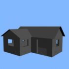간단한 집 건물 평평한 지붕