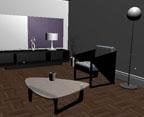 Salon avec meubles modèle 3D