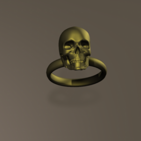 Gold Skull Ring Jewelry 3d model