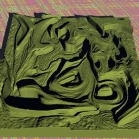 Modello 3d del paesaggio del terreno della montagna dell'erba