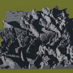 Gebirgsgelände mit niedrigem Pflanzengras 3D-Modell