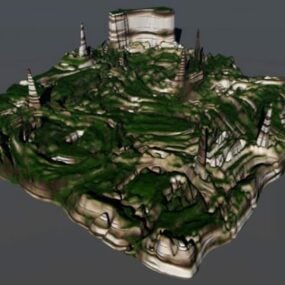 Modelo 3d de paisagem de grama