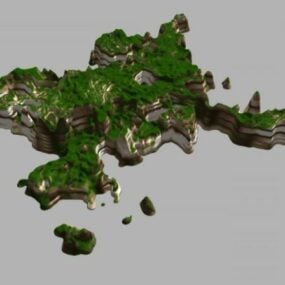 Model 3D krajobrazu skał i traw