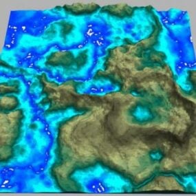Terrain de la carte de l'île de la mer modèle 3D