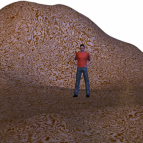 Mountain With Man Character 3d model