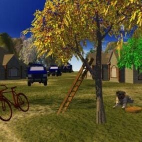 작은 마을 풍경 3d 모델