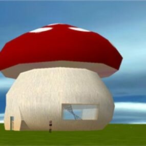3д модель мультяшного грибного домика