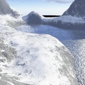 Snow Day Mountain Landscape 3d-modell