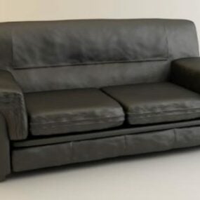 نموذج واقعي للأريكة الجلدية السوداء ثلاثية الأبعاد