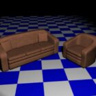 Sofa mit Sessel Leder fertig