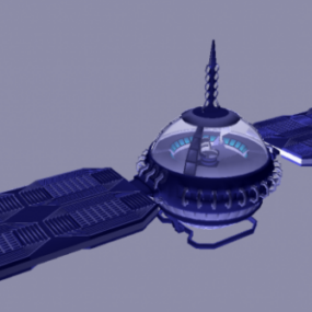 Scifi Station Sphere עם כנפיים דגם תלת מימד