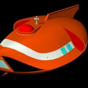 Nave espacial naranja de dibujos animados modelo 3d