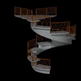 Tangga Spiral Bahan Beton model 3d