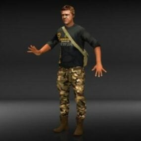 여행자 남자 캐릭터 군인 유니폼 3d 모델