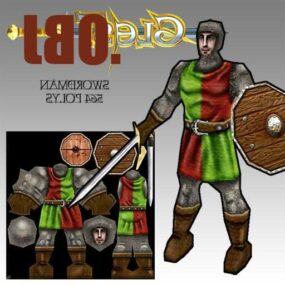 3д модель средневекового игрового персонажа Мечника
