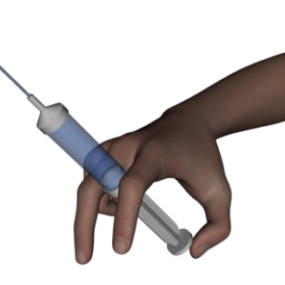 3D model nemocničního vybavení injekční stříkačky