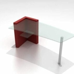 Szklany stół z zakrzywionym szklanym blatem Model 3D
