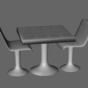Antique Wooden Dining Table And Chairs 3d model