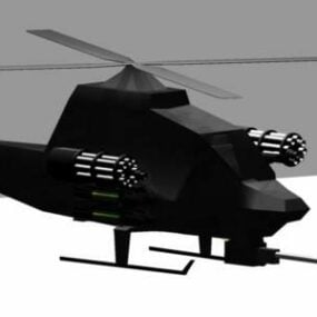 Sotilashelikopteri ohjuksella 3d-malli